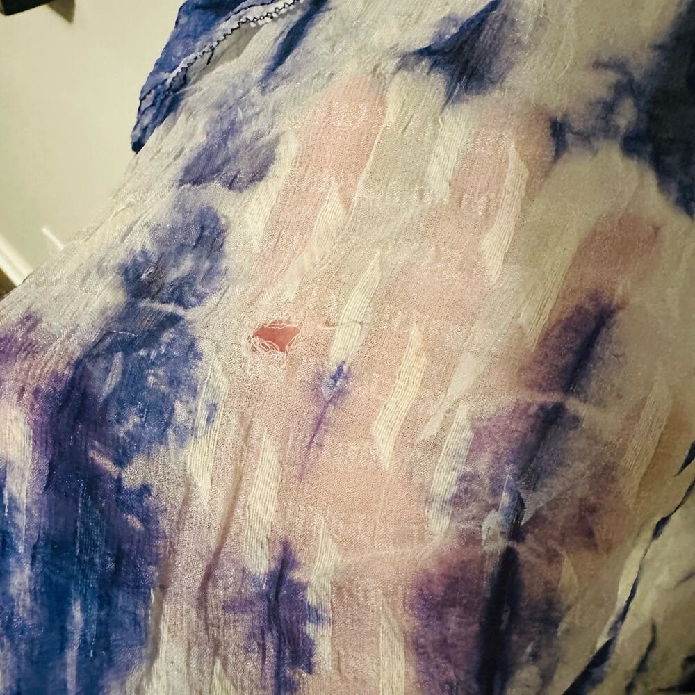 Tanya Taylor Women's Blue “Rhett” Tie-dye Print Short Sleeve Mini Dress Size 8 - Picture 5 of 7